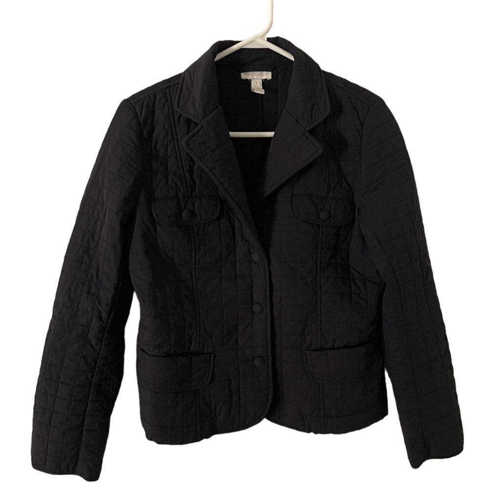 Charter Club Quilted Snap Front Jacket Black 4